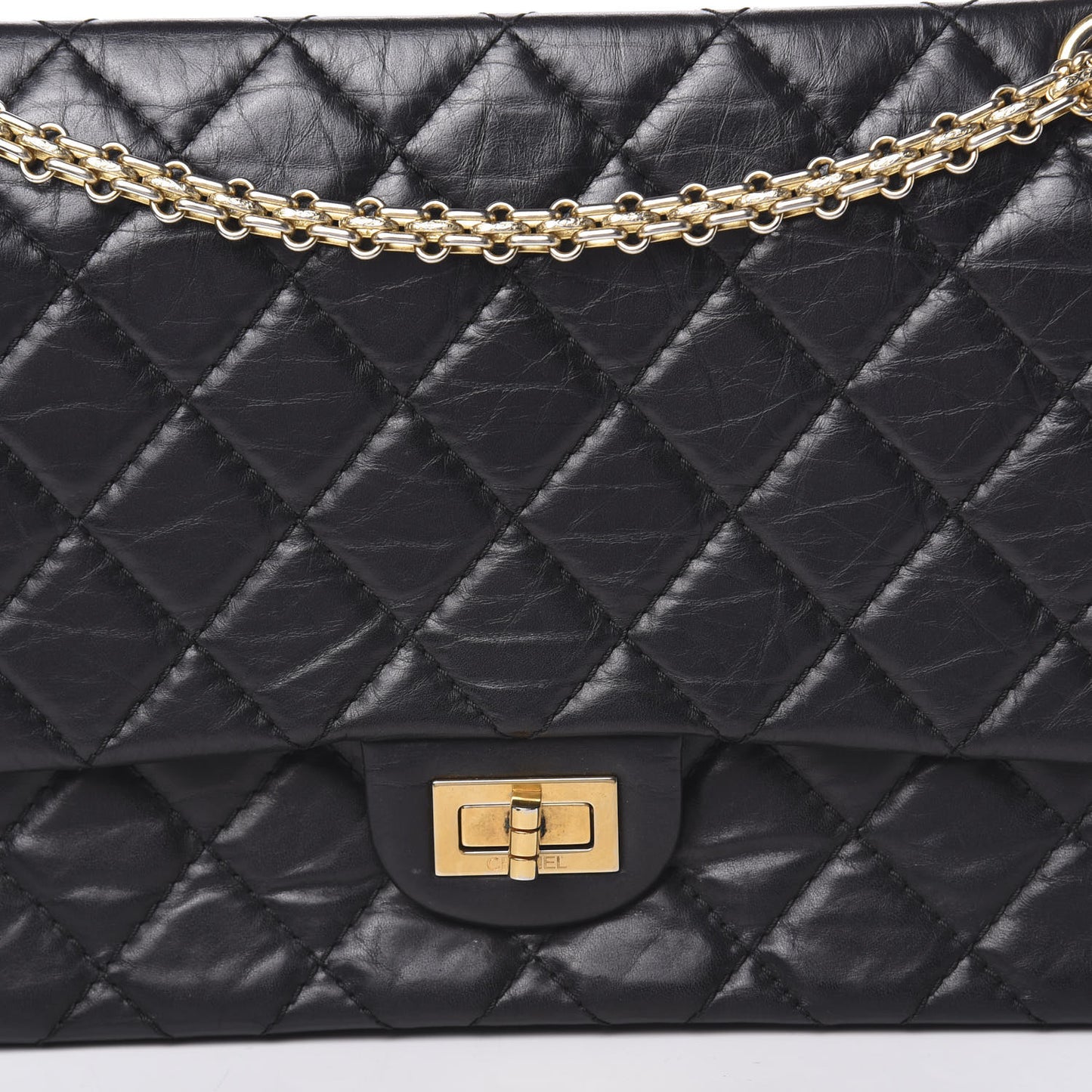 Aged Calfskin Quilted 2.55 Reissue 226 Flap Black