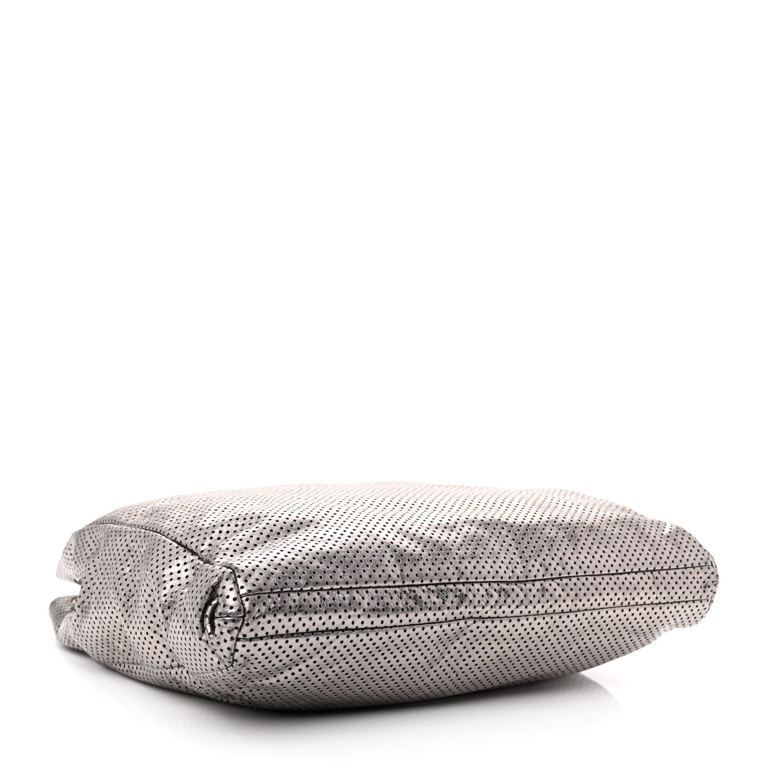 Chanel Metallic Crackled Calfskin Perforated Drill Shoulder Bag Silver 3 of 13