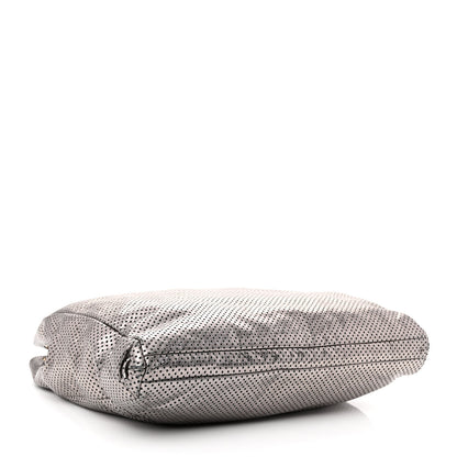 Chanel Metallic Crackled Calfskin Perforated Drill Shoulder Bag Silver 3 of 13