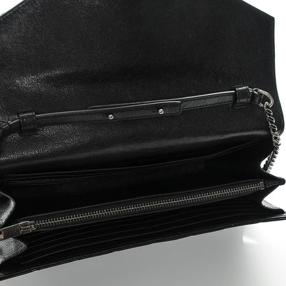 Saint Laurent Lambskin Mixed Matelasse Monogram Charms Chain Wallet Black 5 of 7