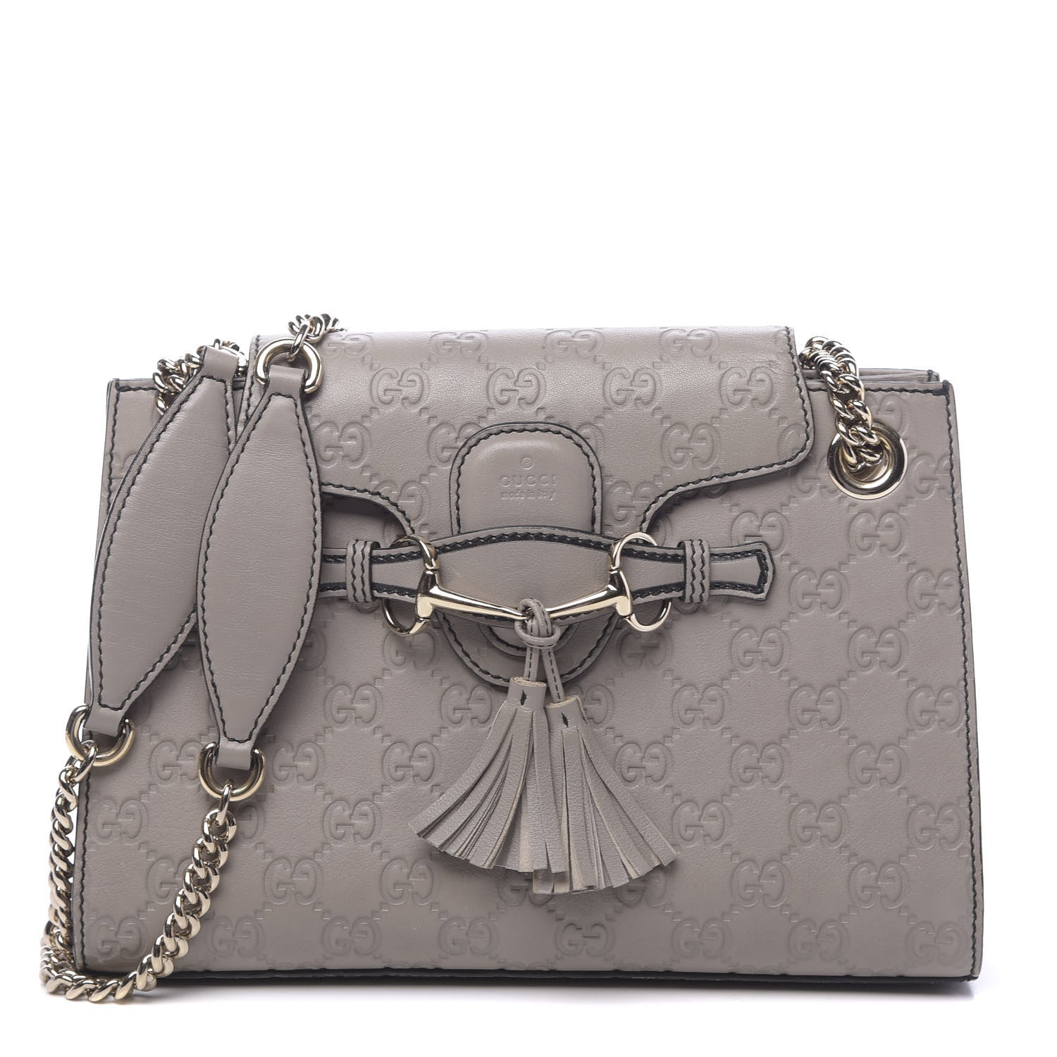 Gucci Guccissima Small Emily Chain Shoulder Bag Storm Grey 1 of 13