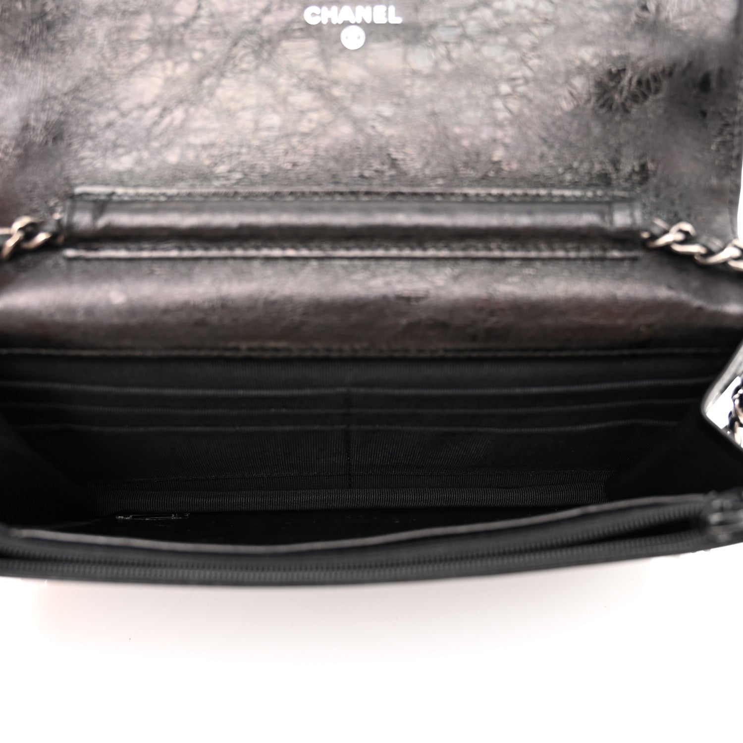 Chanel Metallic Aged Calfskin Quilted Reissue Wallet On Chain WOC Black 5 of 12