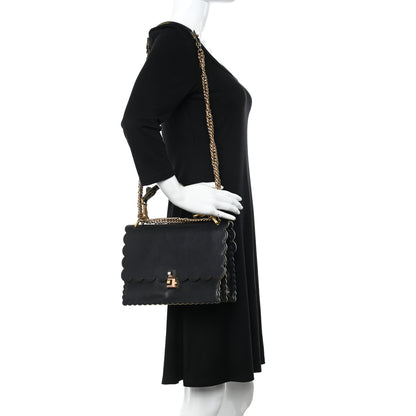 Fendi Vitello Liberty Scalloped Studded Kan I Shoulder Bag Black 2 of 18