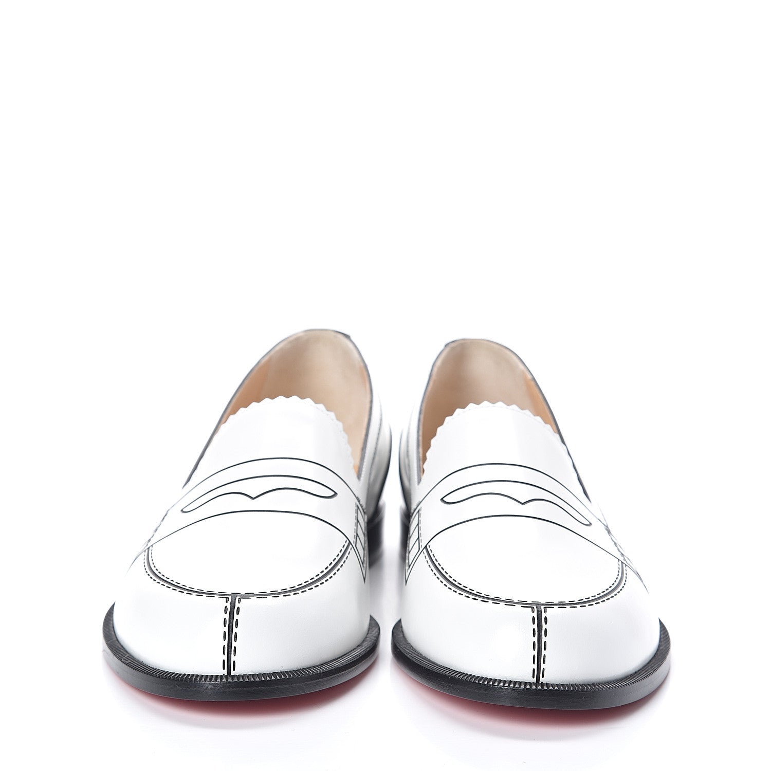 Christian Louboutin Calfskin Women Mocalaureat Tromp L'oeil Loafers 36.5 White 2 of 7