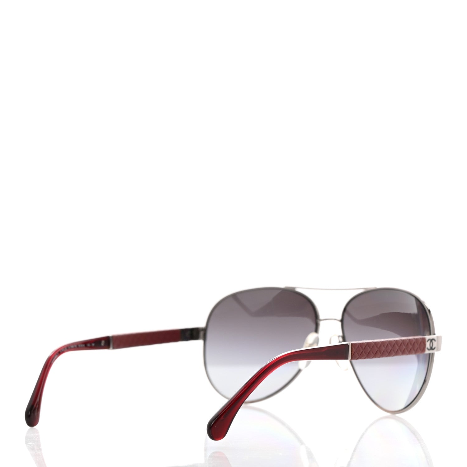 Chanel Lambskin Quilted CC Aviator Sunglasses 4195-Q Burgundy 4 of 8