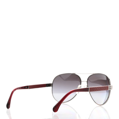Chanel Lambskin Quilted CC Aviator Sunglasses 4195-Q Burgundy 4 of 8
