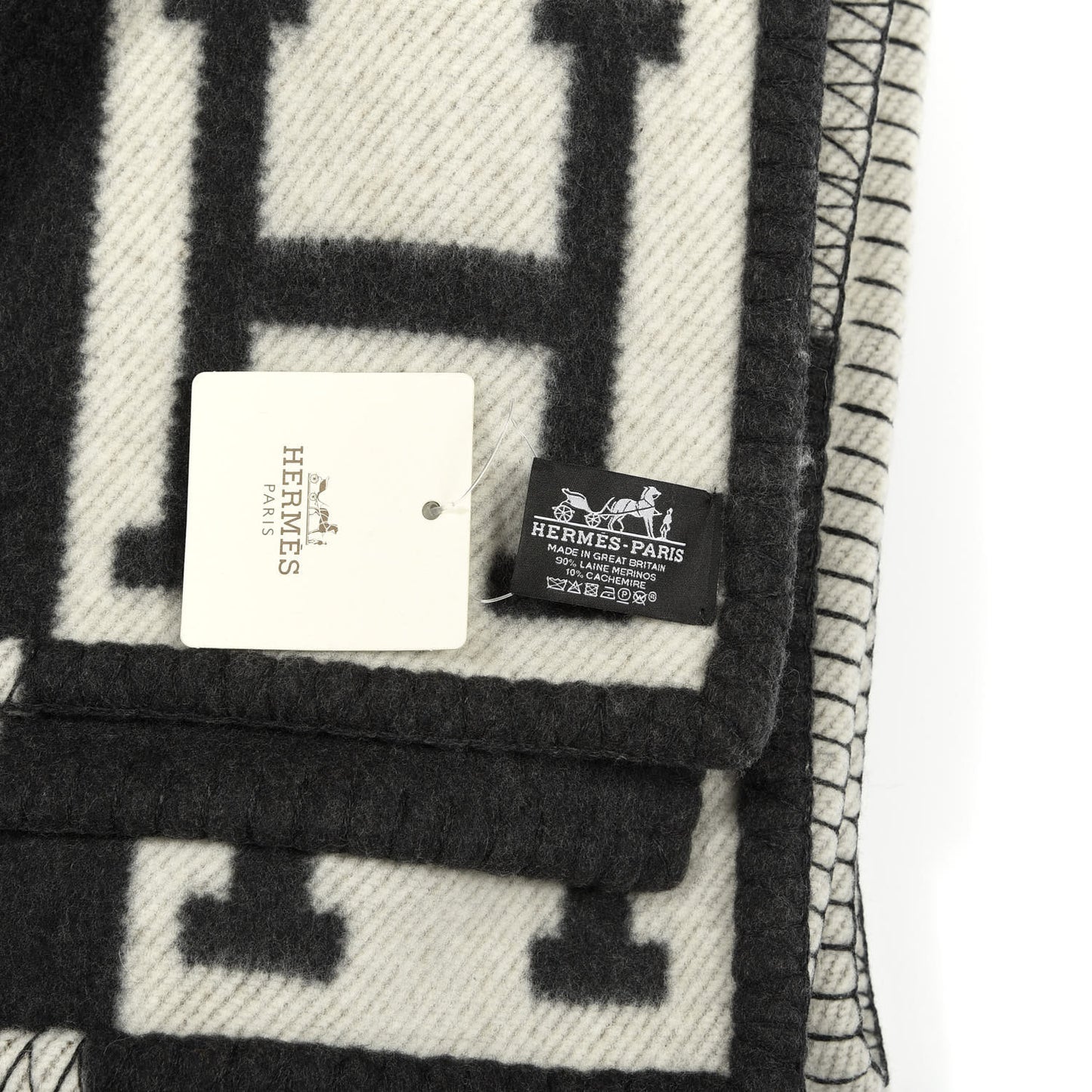 Wool Cashmere Avalon Blanket Ecru Gris Fonce