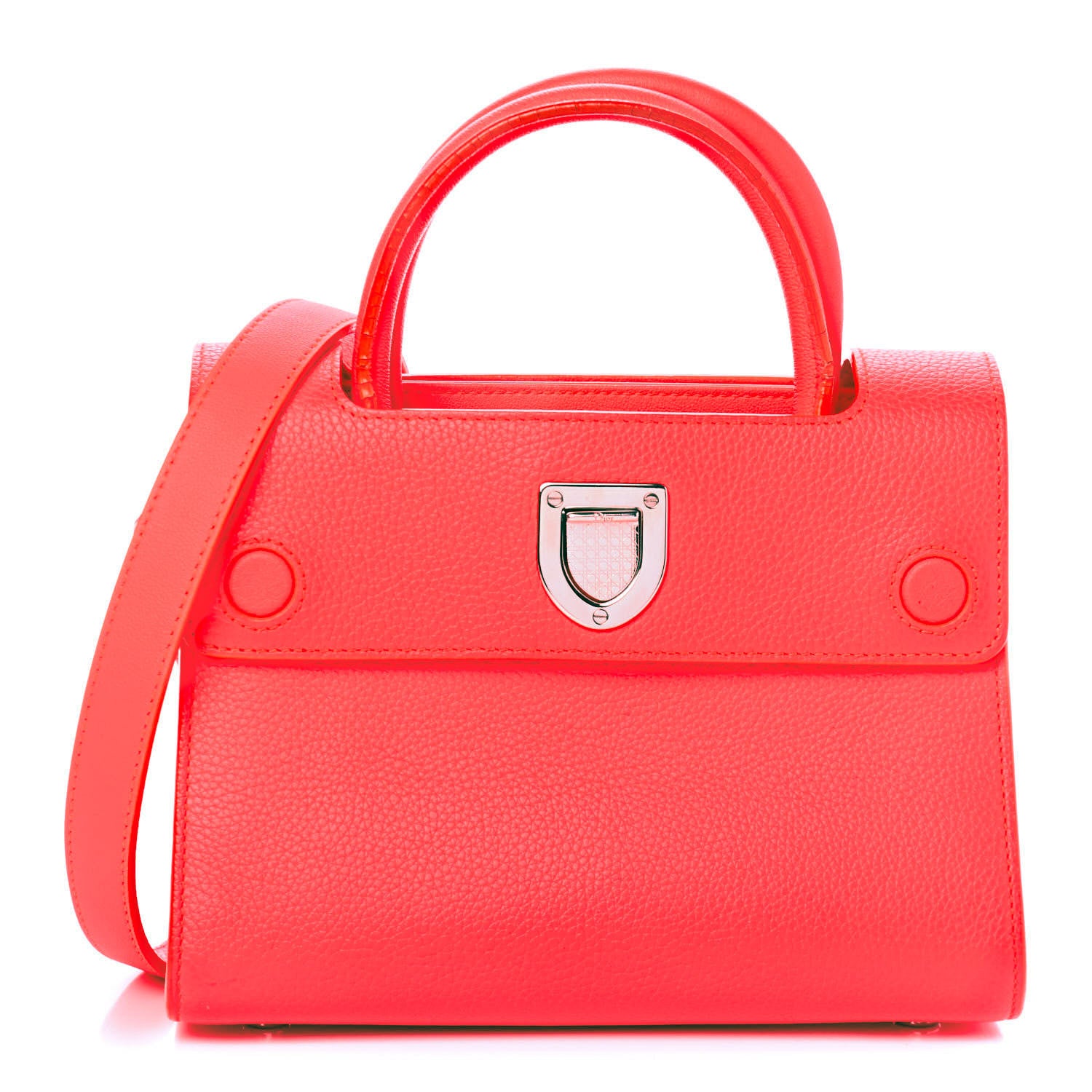Christian Dior Grained Calfskin Mini Diorever Flap Fluorescent Goji Pink 1 of 4