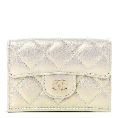 Chanel Iridescent Lambskin Quilted Double Flap Wallet Ivory 1 of 8