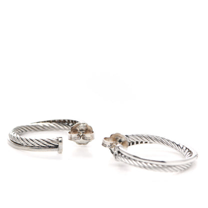 David Yurman Sterling Silver Diamond 31mm Crossover Hoop Earrings 3 of 4