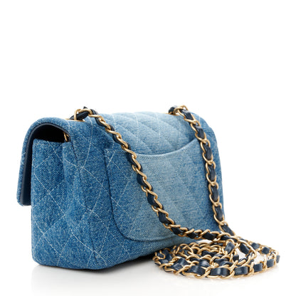 Chanel Washed Denim Quilted Mini Rectangular Flap Blue 3 of 12