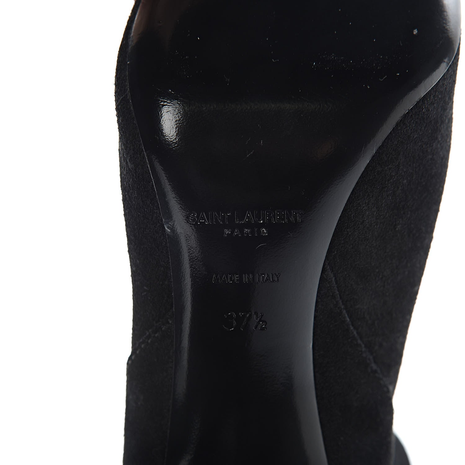 Saint Laurent Suede Mica Buckle Western Ankle Booties 37.5 Black 7 of 10