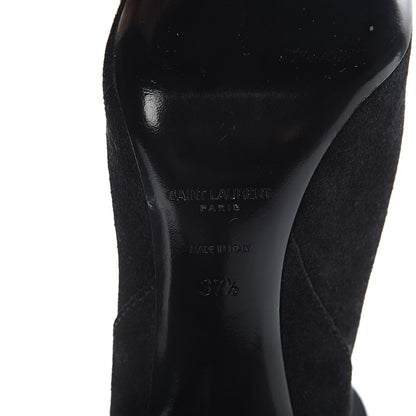 Saint Laurent Suede Mica Buckle Western Ankle Booties 37.5 Black 7 of 10