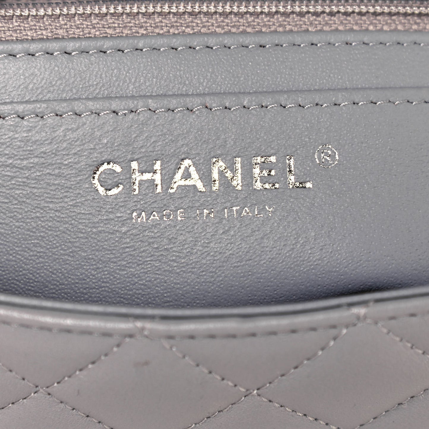 Lambskin Quilted Mini Rectangular Flap Grey