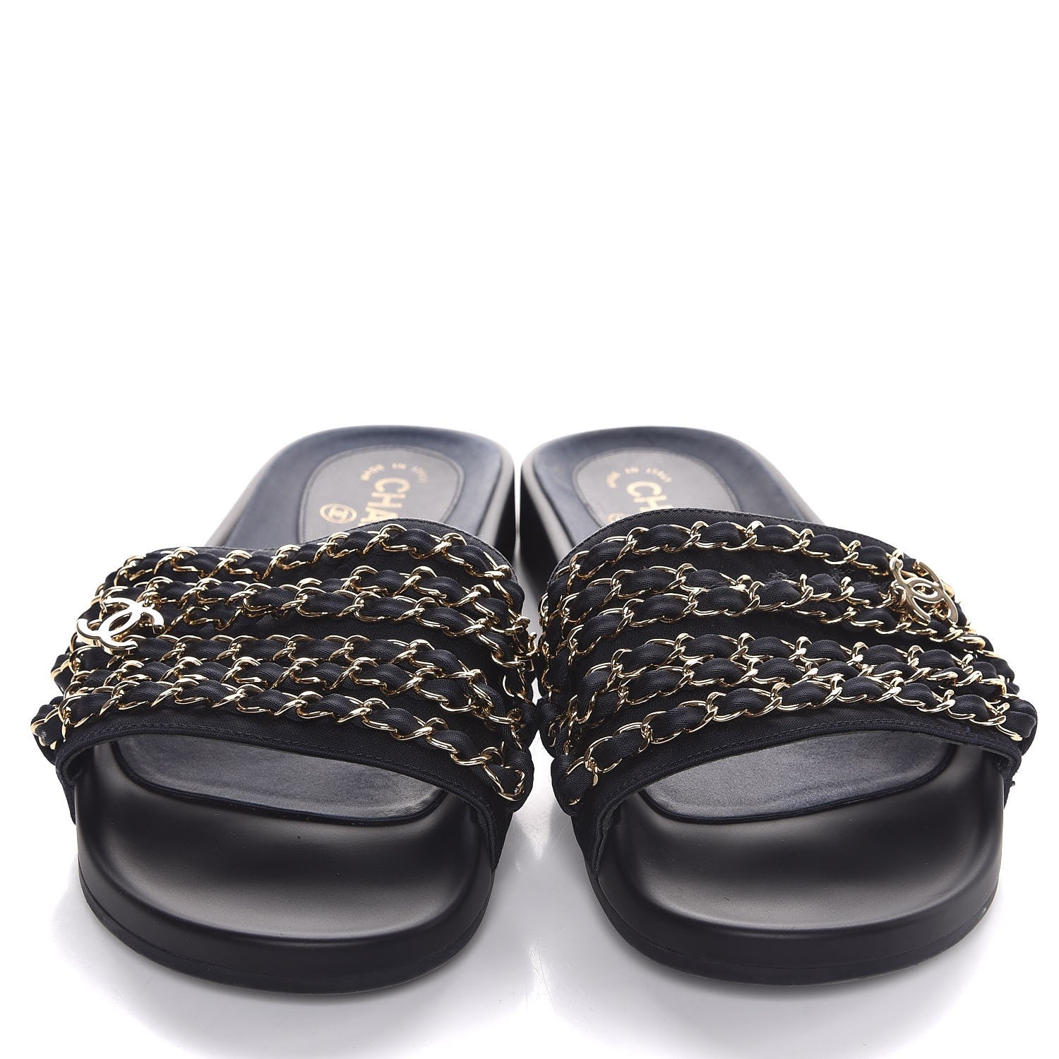 Chanel Nylon Chain Flat Sandals 38 Marine 2 of 8