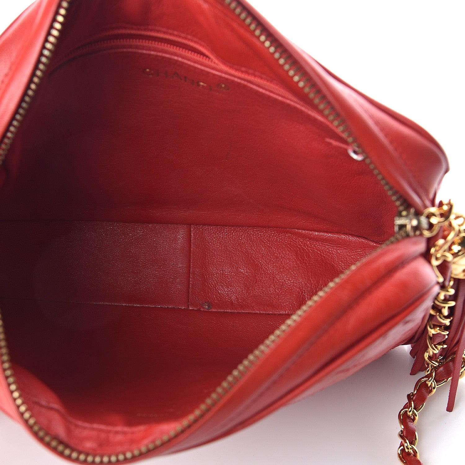 Chanel Lambskin Quilted Tassel Camera Case Red 4 of 11