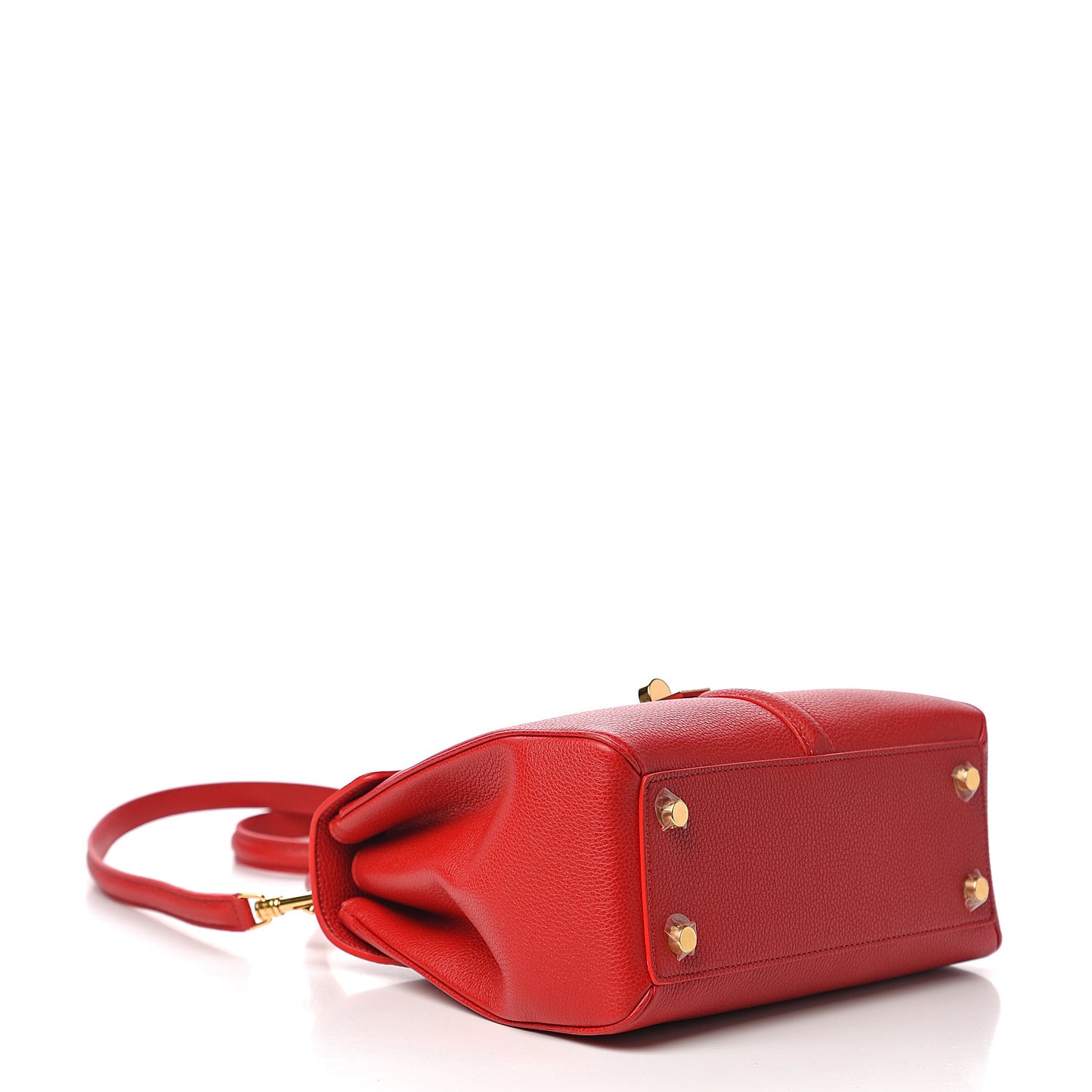 Grained Calfskin Small 16 Top Handle Bag Red