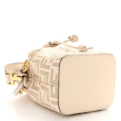 Fendi Vitello Liberty F is Fendi Bi-Color FF 1974 Embossed Mini Mon Tresor Bucket Bag Camelia Mandorlo 4 of 10
