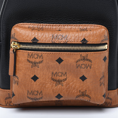 MCM Visetos Calfskin Medium Geonautic Backpack Black Cognac 13 of 19