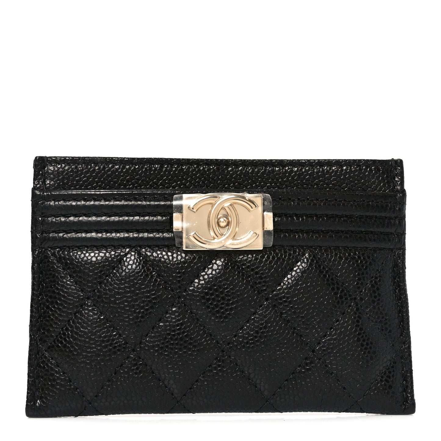 Caviar Quilted Boy Card Holder Black