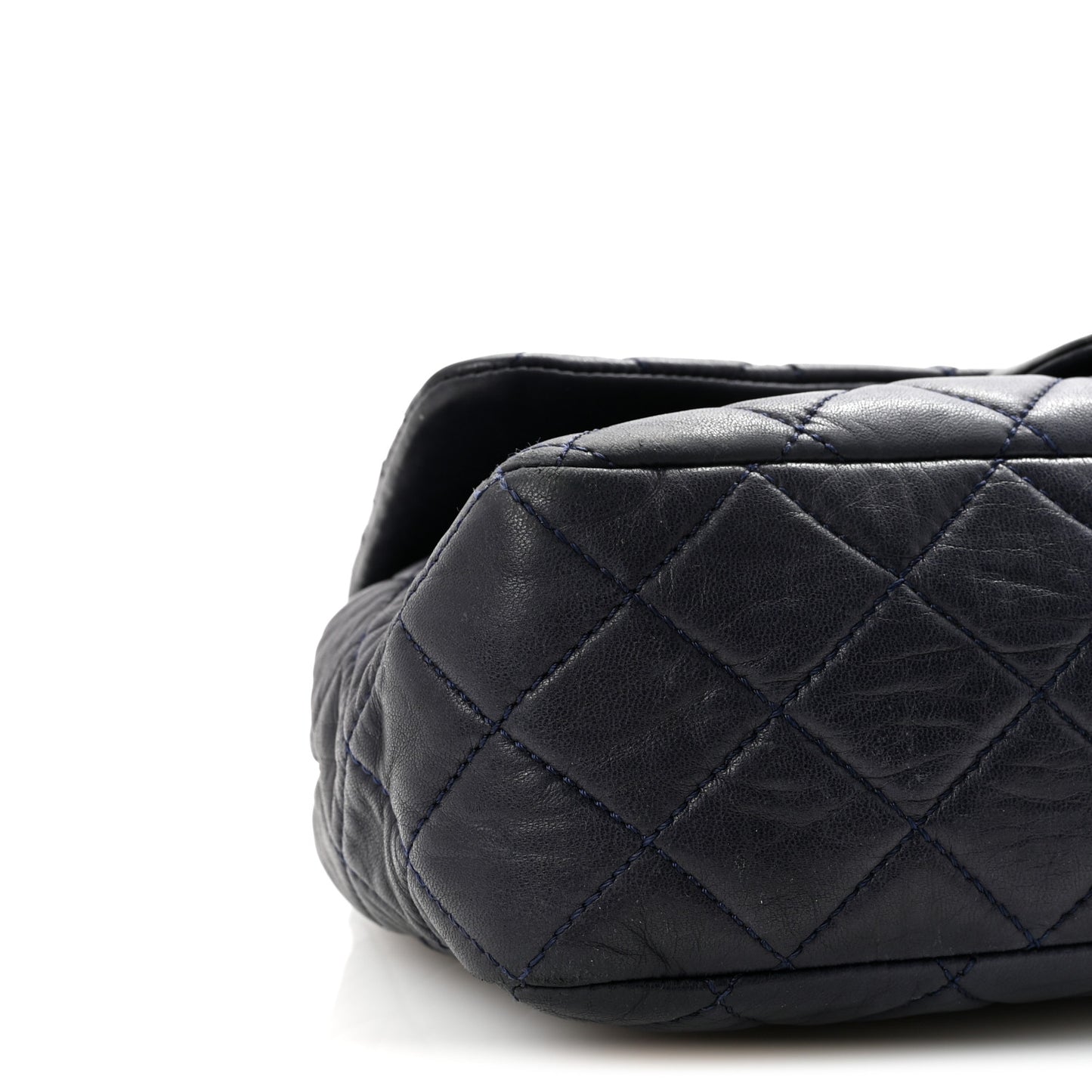 Lambskin Quilted Jumbo Single Flap Navy