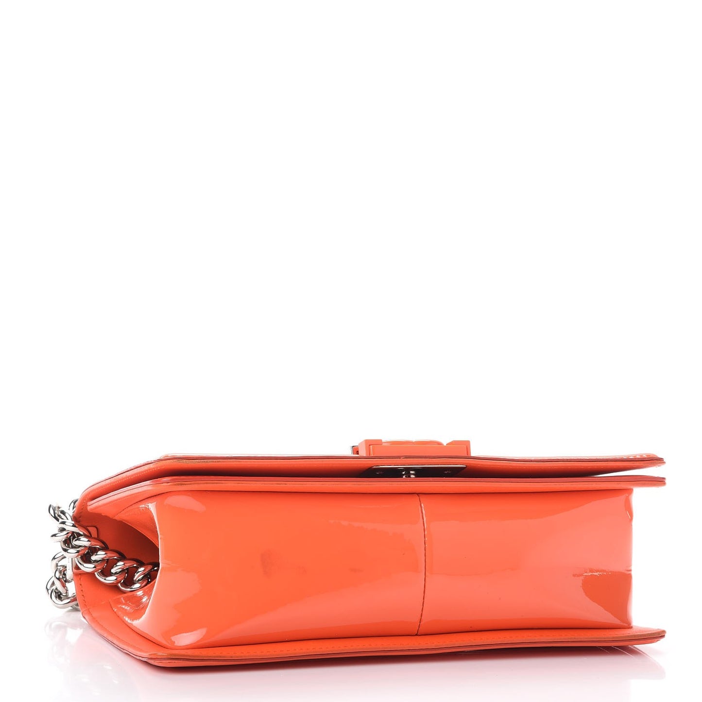 Patent Quilted Medium Plexiglass Boy Flap Orange
