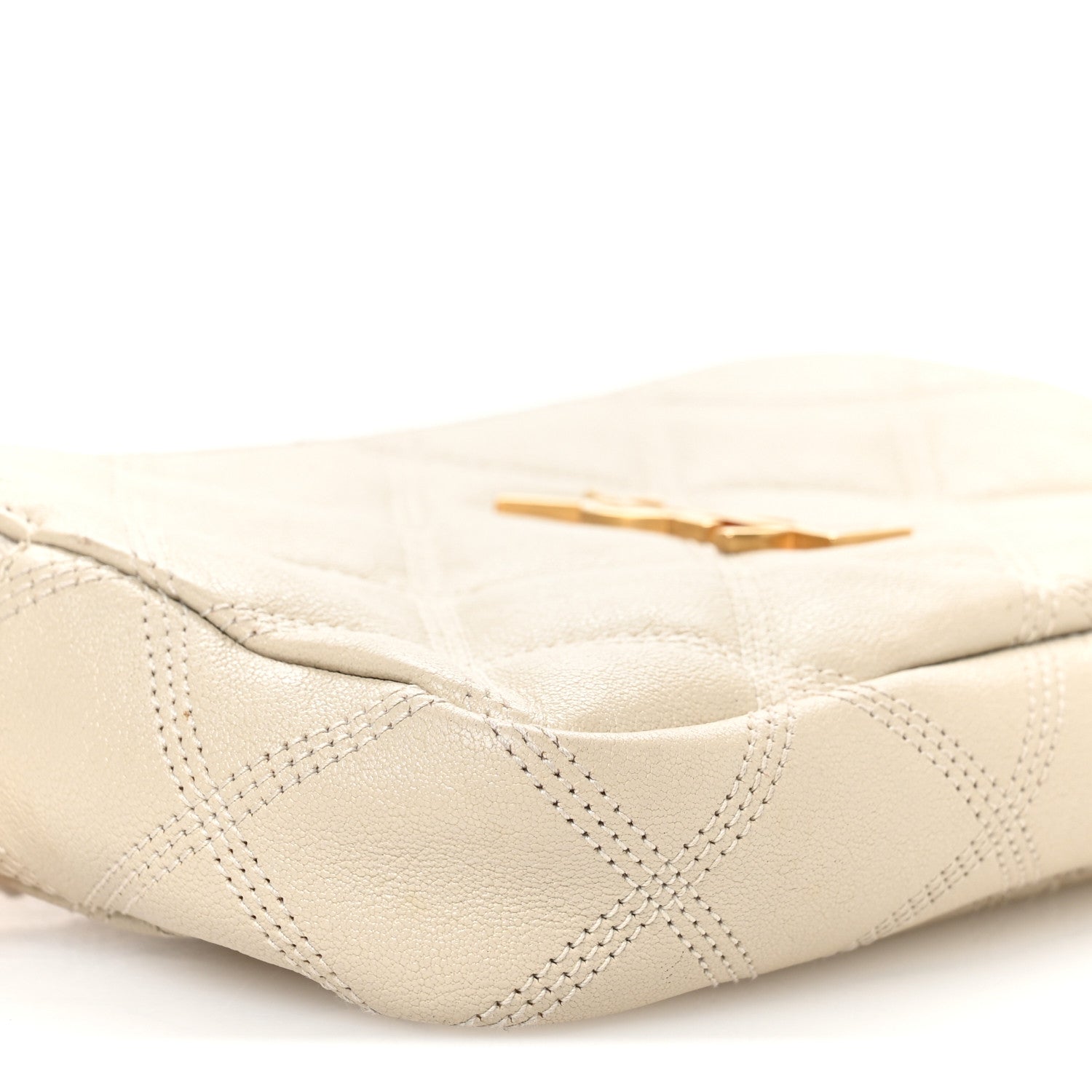 Saint Laurent Grained Lambskin Quilted Mini Becky Double Zip Bag Vintage White 9 of 11