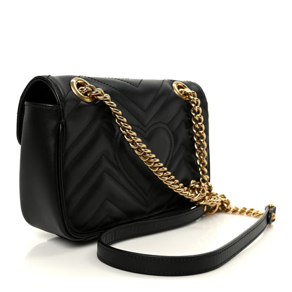 Gucci Calfskin Matelasse Mini GG Marmont Shoulder Bag Black 3 of 11