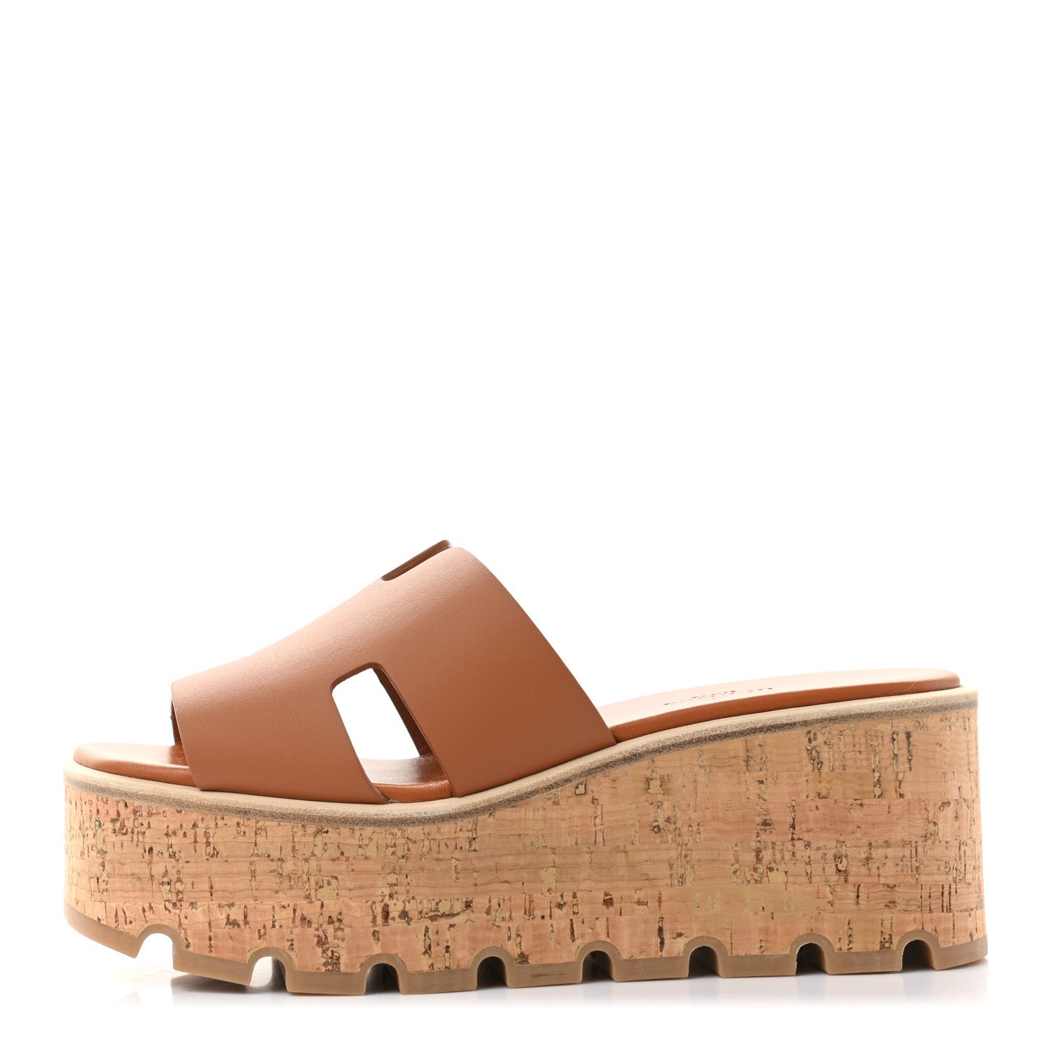 Hermes Calfskin Cork Eze 30 Sandals 35 Marron Glaise 1 of 9