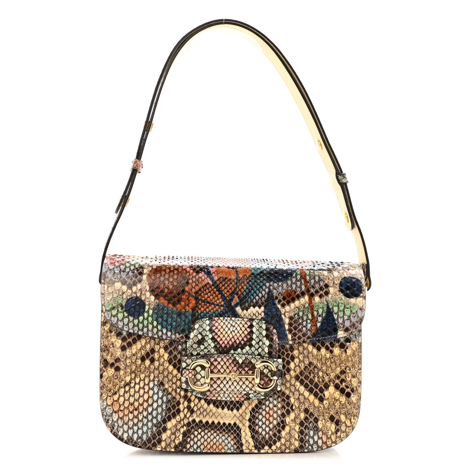 Gucci Snakeskin Horsebit 1955 Shoulder Bag Multicolor 1804036