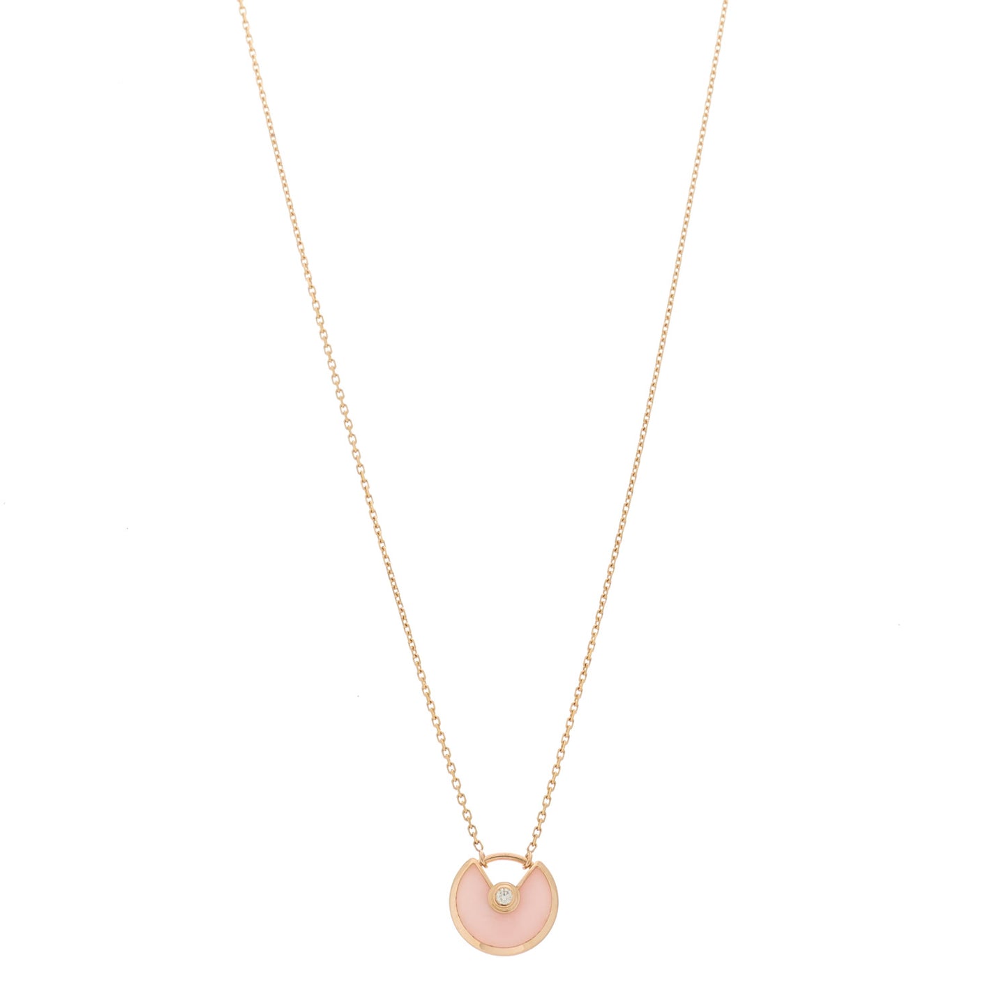 18K Pink Gold Diamond Pink Opal XS Amulette de Cartier Pendant Necklace