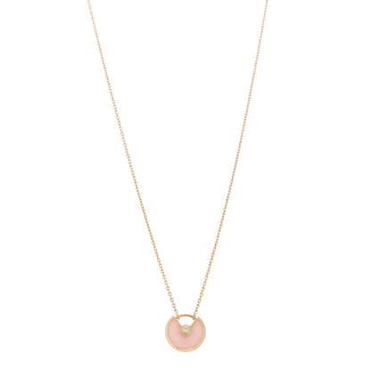 Cartier 18K Pink Gold Diamond Pink Opal XS Amulette de Cartier Pendant Necklace 1 of 5