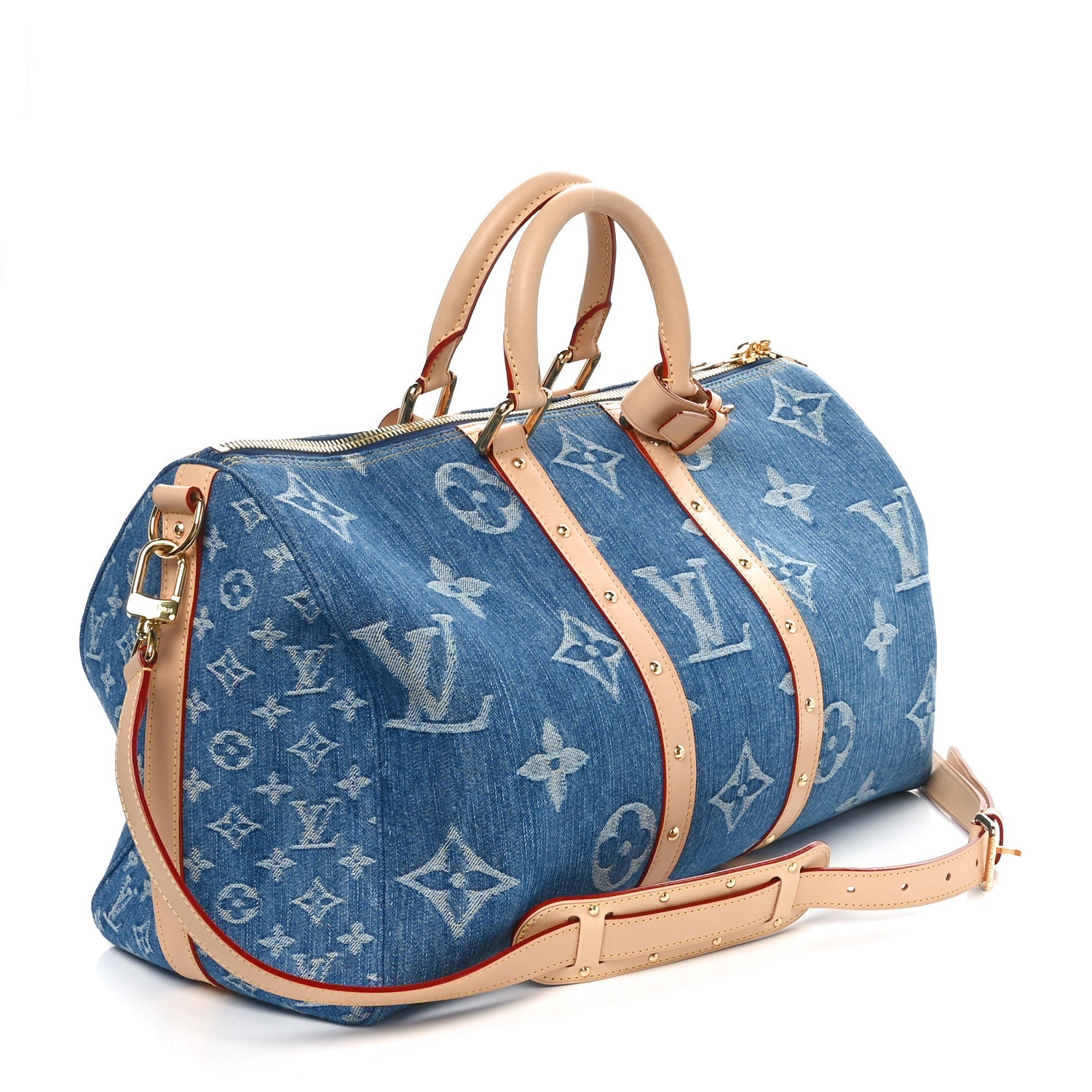 Louis Vuitton Denim Monogram New LV Remix Keepall Bandouliere 45 Blue 2 of 9