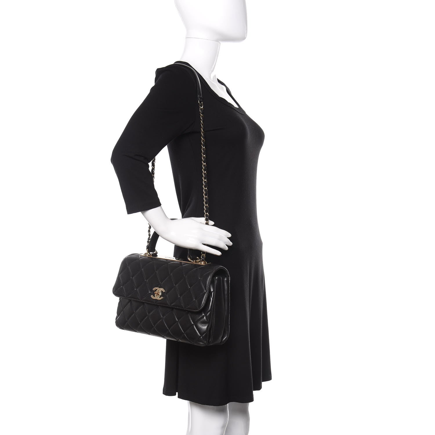 Chanel Lambskin Quilted Medium Trendy CC Flap Dual Handle Bag Black 2 of 14