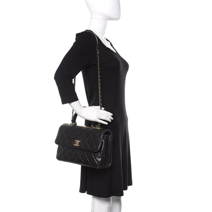 Chanel Lambskin Quilted Medium Trendy CC Flap Dual Handle Bag Black 2 of 14
