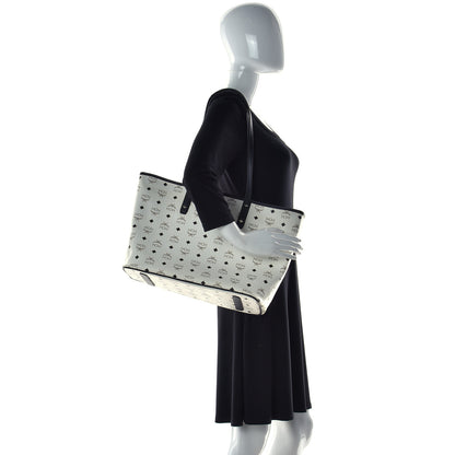 MCM Visetos Medium Anya Zip Top Shopper Tote White 2 of 15