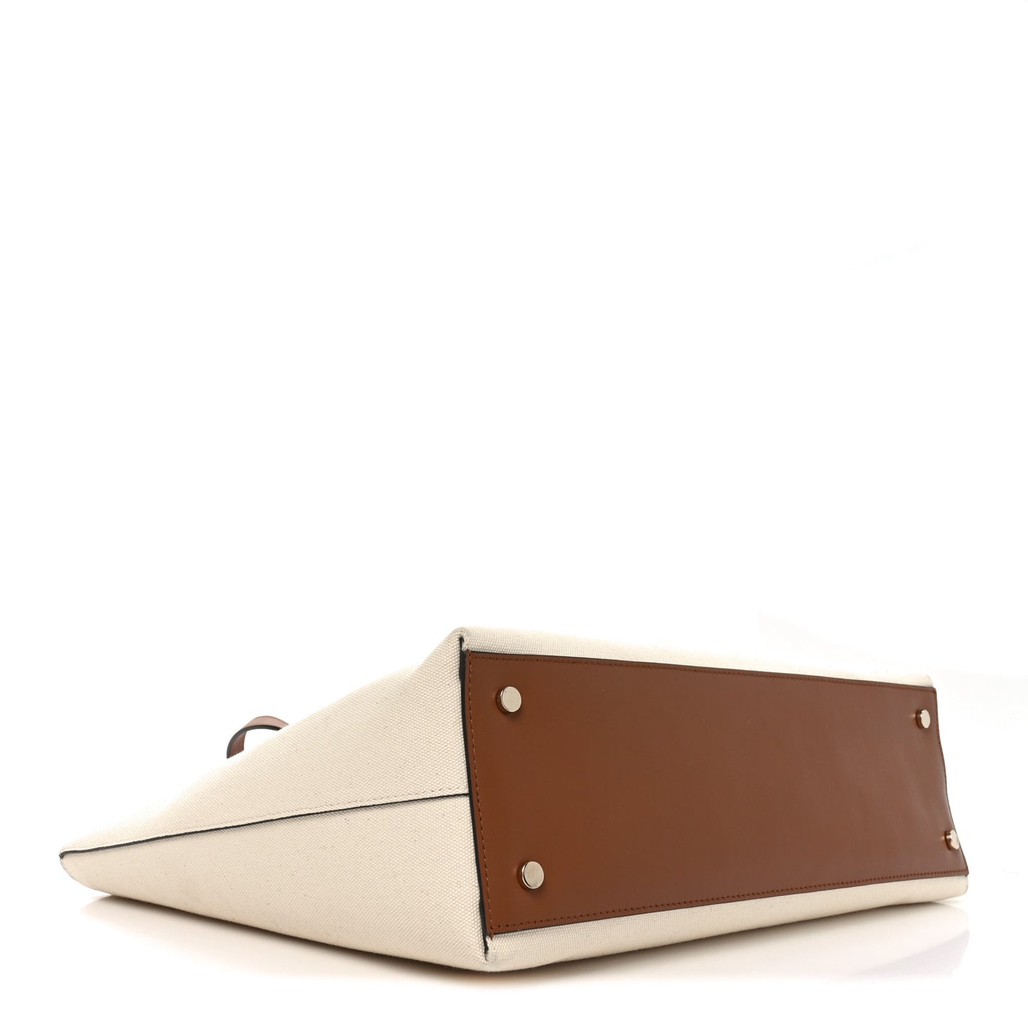 Canvas Embroidered Logo Tote Ecru Tan