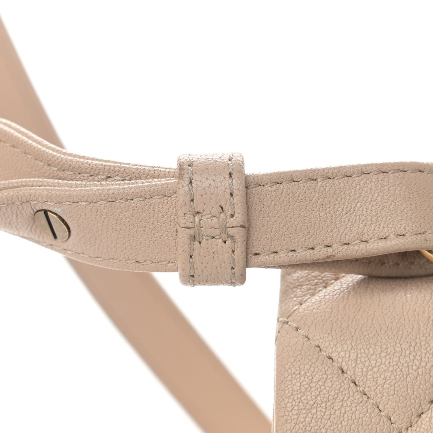 Shiny Sheepskin Quilted Small Trapezio Flap Beige