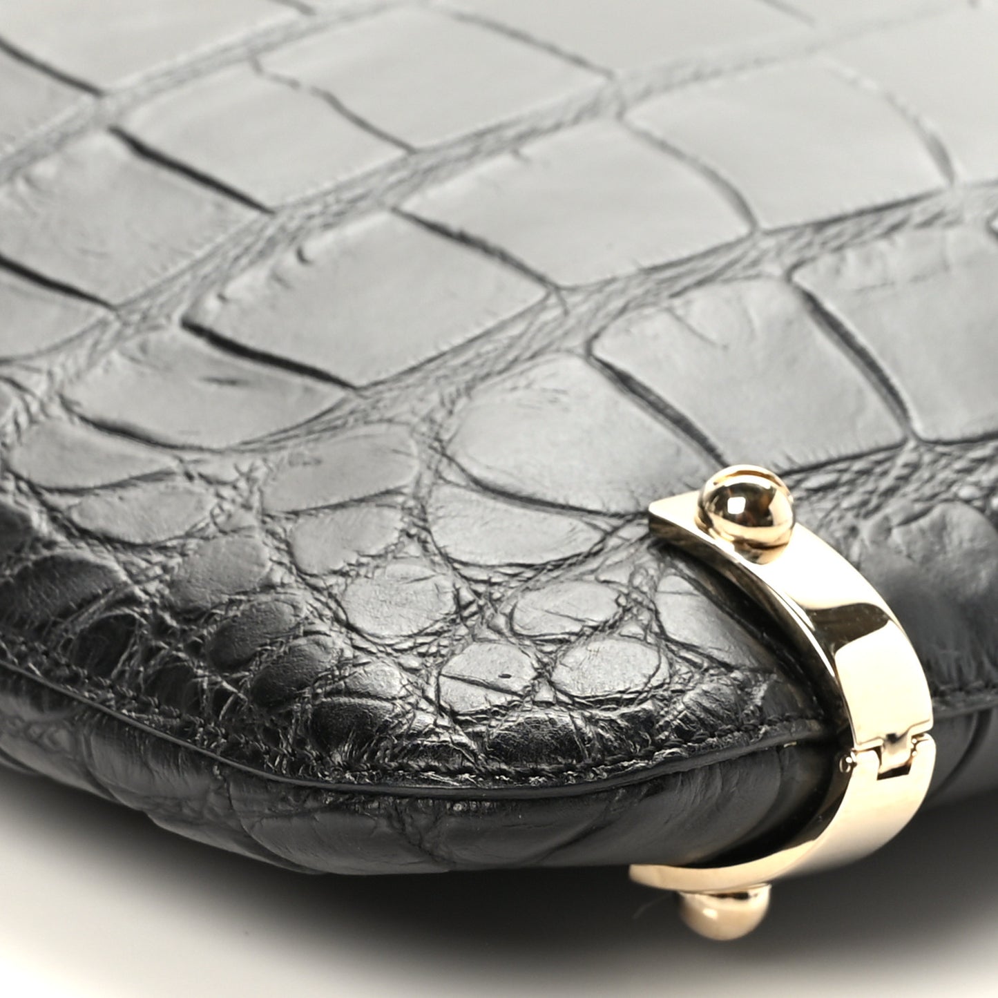 Calfskin Crocodile Embossed Small HDG Hobo Bag Black
