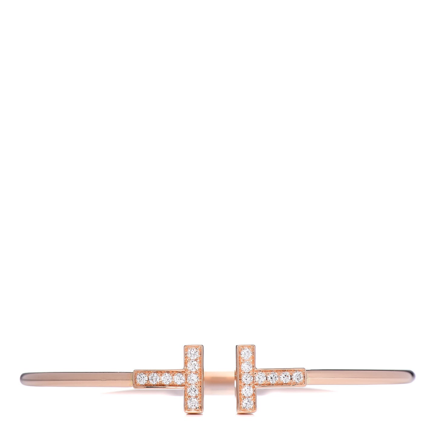 18K Rose Gold Diamond T Wire Bracelet