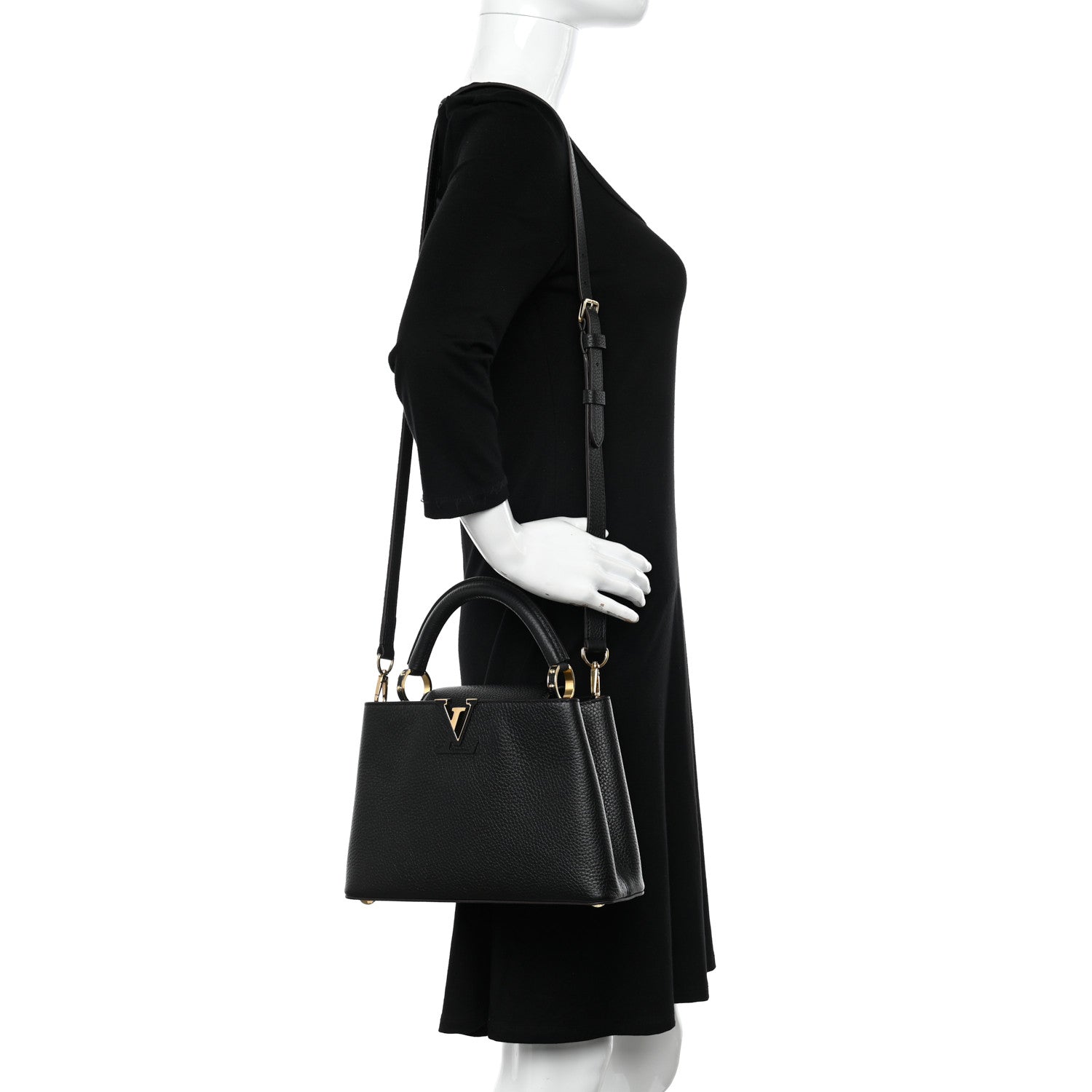 Louis Vuitton Taurillon Capucines BB Black 2 of 9