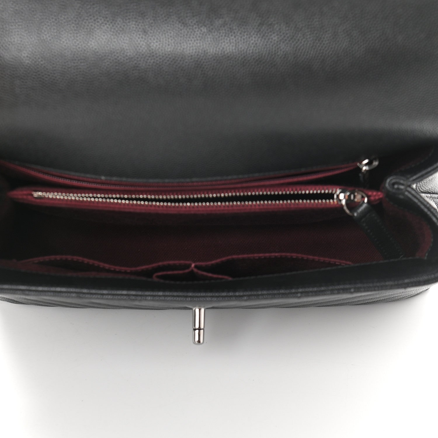 Chanel Caviar Chevron Quilted Small Coco Handle Flap Black 5 of 9