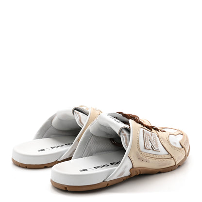 Miu Miu X NEW BALANCE Bleached Calfskin 530 SL Slip-On Sneakers Mules 36.5 Travertine Grey White 5 of 9