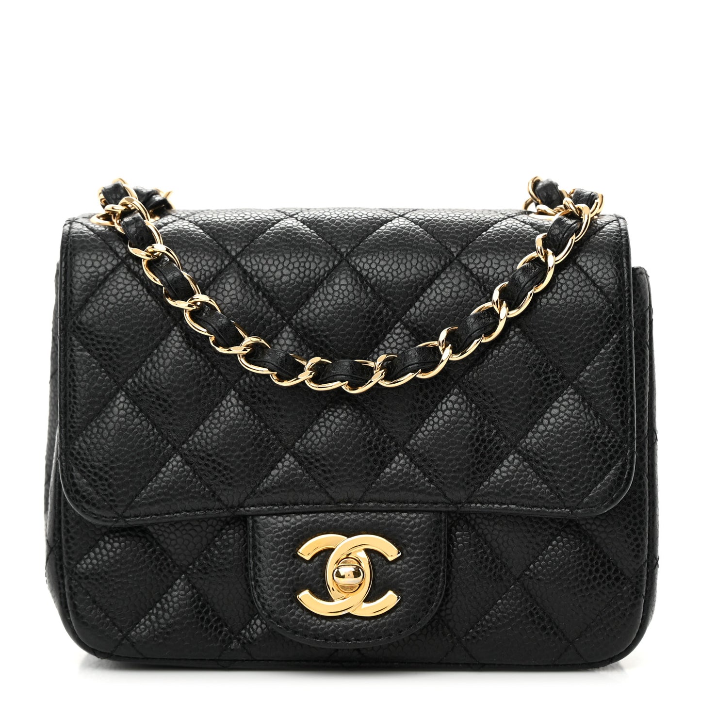 Caviar Quilted Mini Square Flap Black