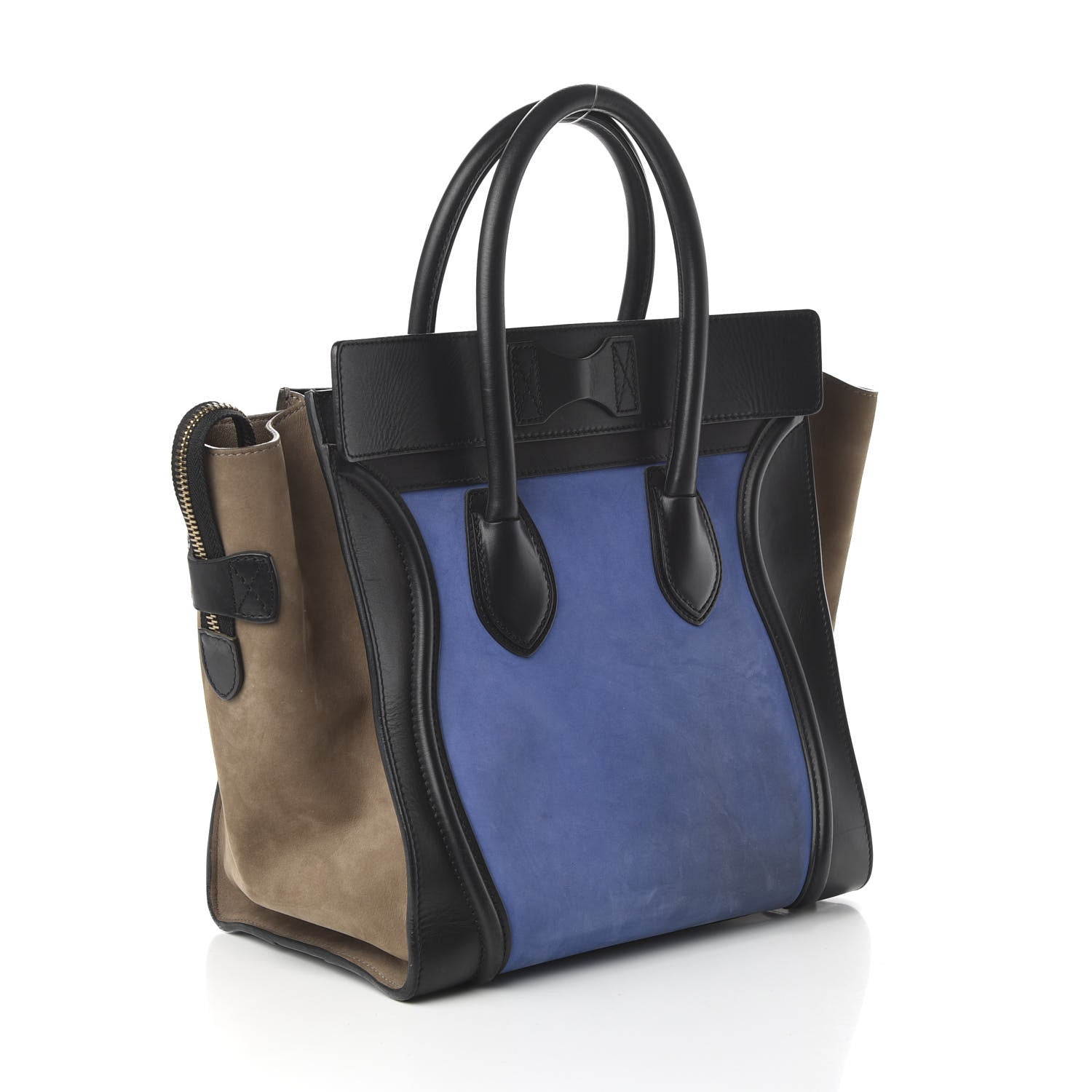 Celine Nubuck Smooth Calfskin Mini Tri-Color Luggage Royal Blue 3 of 10