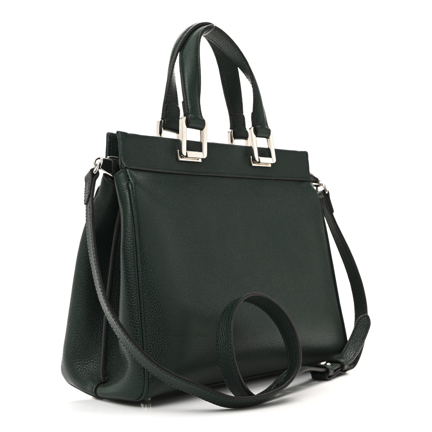 Grainy Calfskin Small Zumi Top Handle Bag Vintage Green