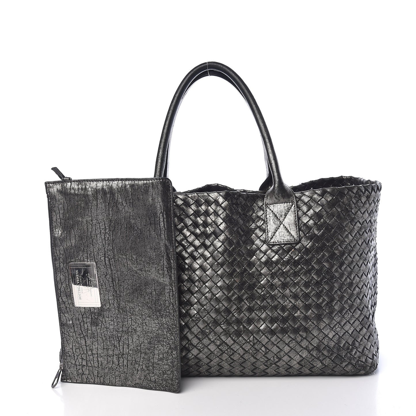 Metallic Nappa Intrecciato Medium Moon Cabat