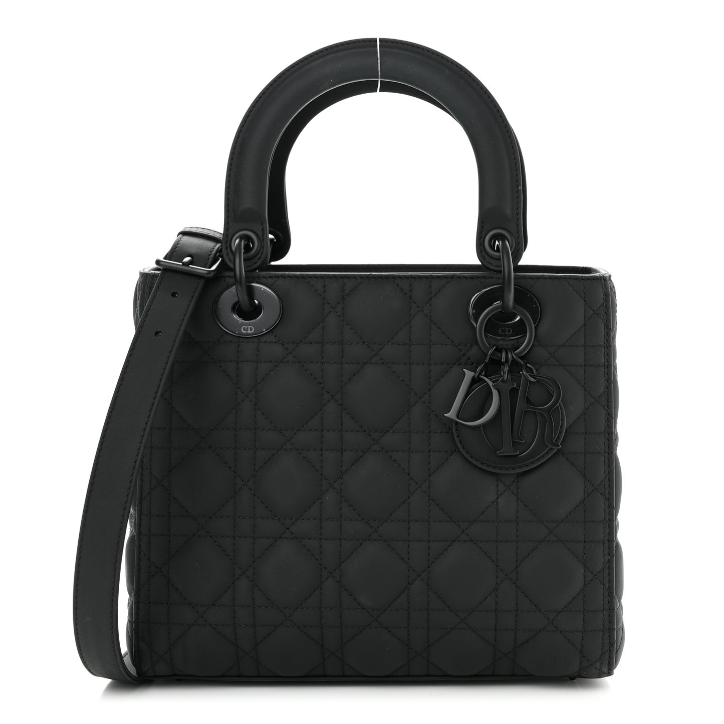 Ultra Matte Calfskin Cannage Medium Lady Dior Black