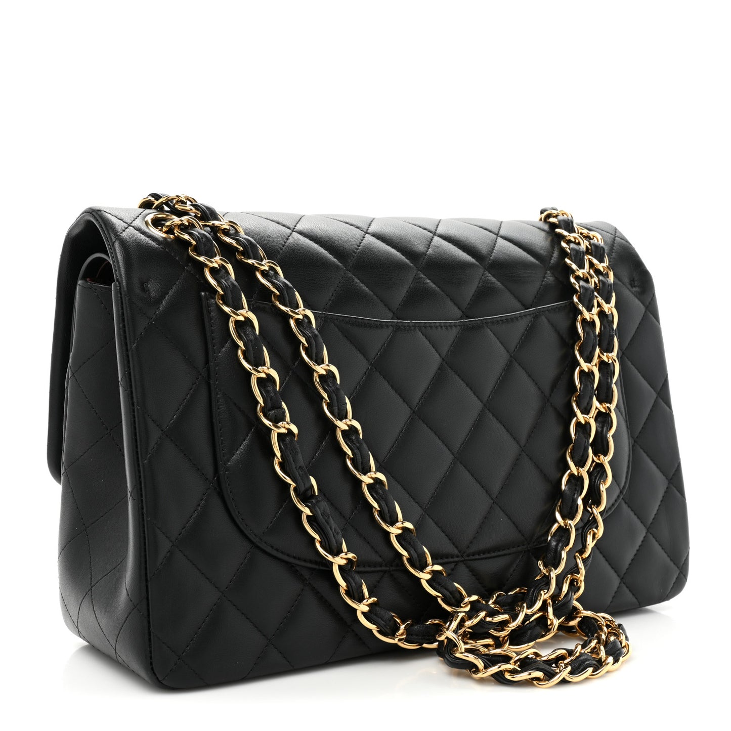 Lambskin Quilted Jumbo Double Flap Black