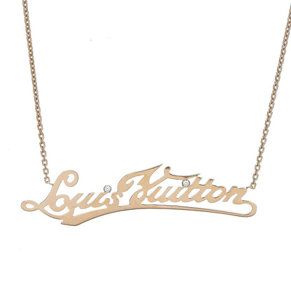 Louis Vuitton 18K Yellow Gold Diamond ID Nameplate Necklace 4 of 7